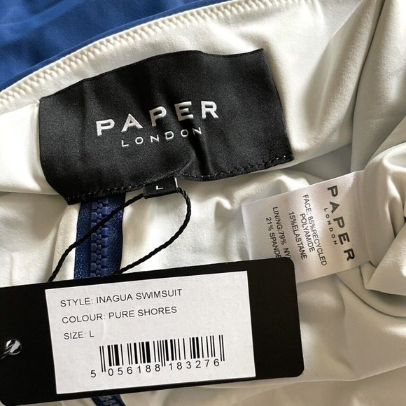 Paper London Inagua Halter Neck Zipper One Piece Striped Swimsuit Size L - Picture 8 of 8